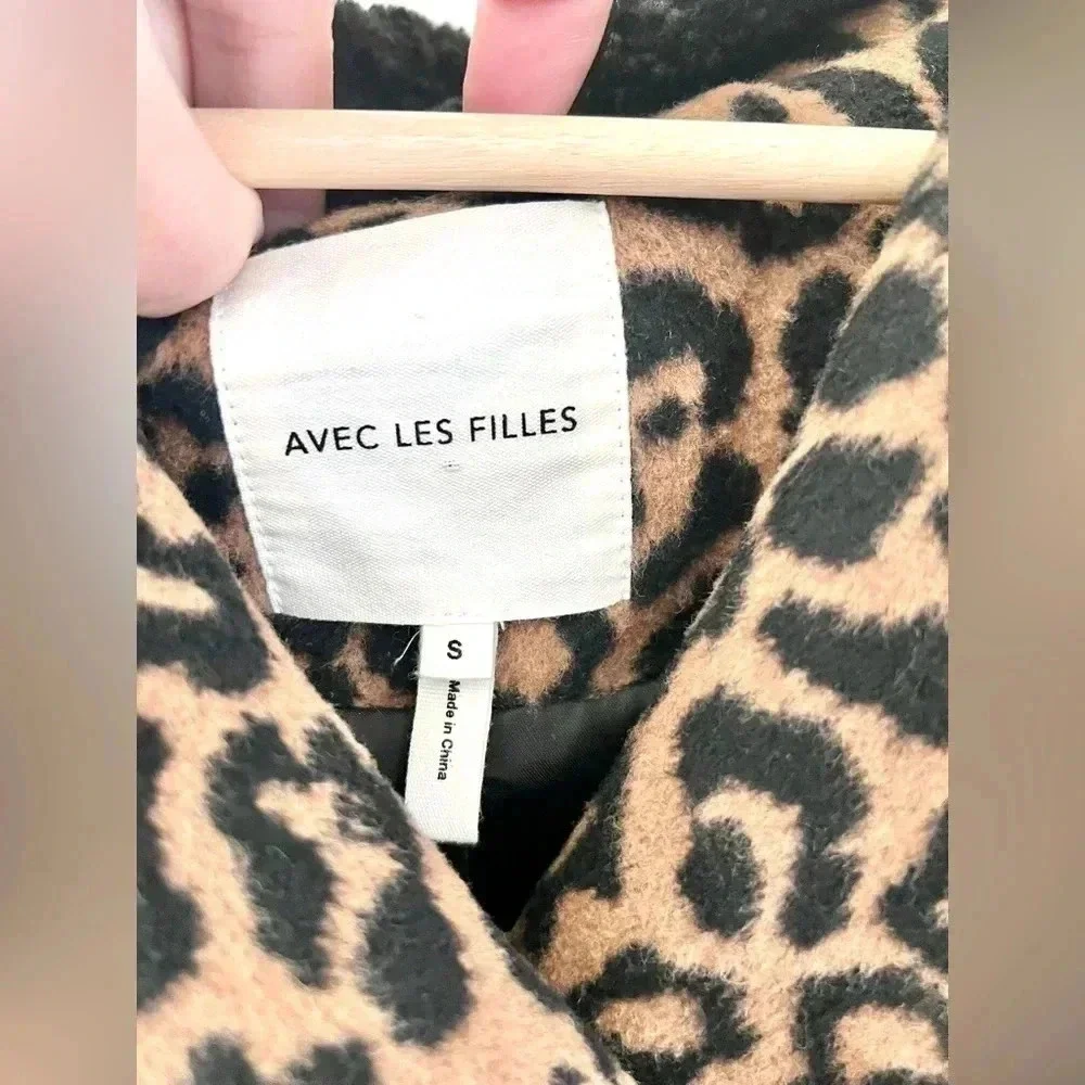 Avec Les Filles Leopard Print Full Zip Moto Biker Jacket Size‎ Small